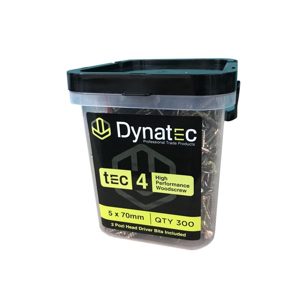 Dynatec 5mm x 70mm Tec 4 High Performance Woodscrew Pack of 300