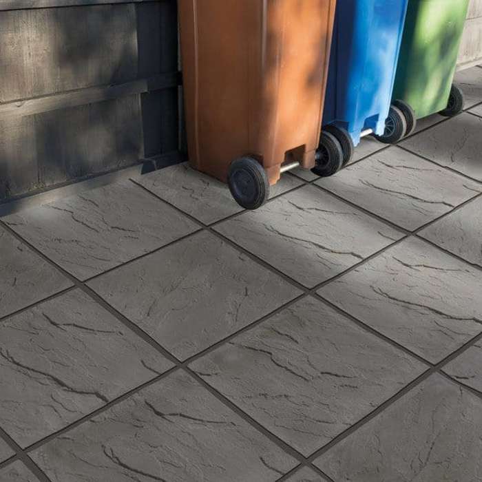 Bradstone Peak Riven 600mm x 600mm x 35mm Paving Slab - Dark Grey