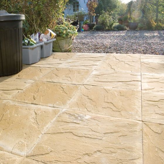 Bradstone Peak Riven 450mm x 450mm x 32mm Paving Slab - Buff